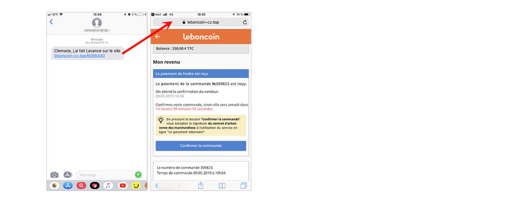 Arnaques avec faux site vitrine leboncoin