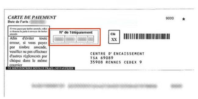 trouver le numéro de télépaiement sur une amende