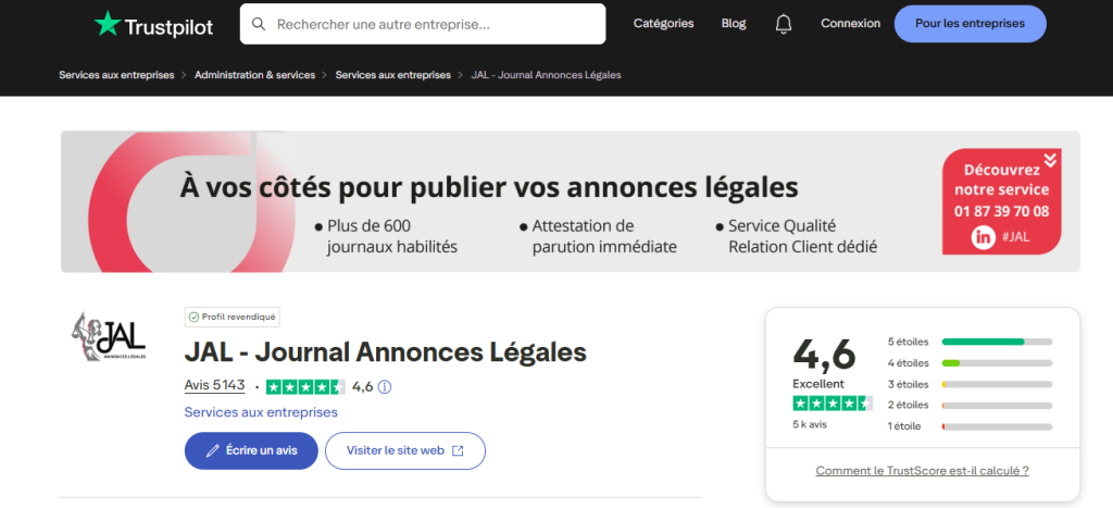 Avis clients Journal Annonces Légales