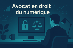 Illustration d’un Avocat en droit du numérique protégeant les données en ligne
