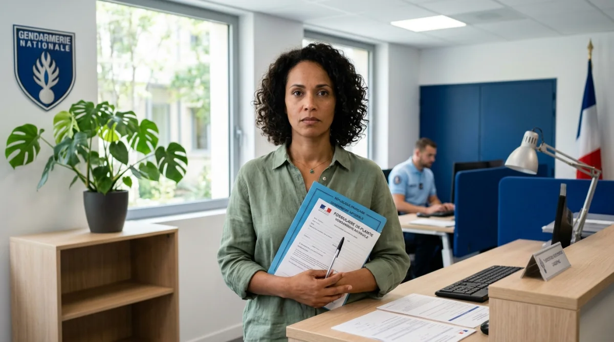 Citoyen déterminé tenant un formulaire de plainte dans un bureau administratif pour contester une mesure de curatelle.