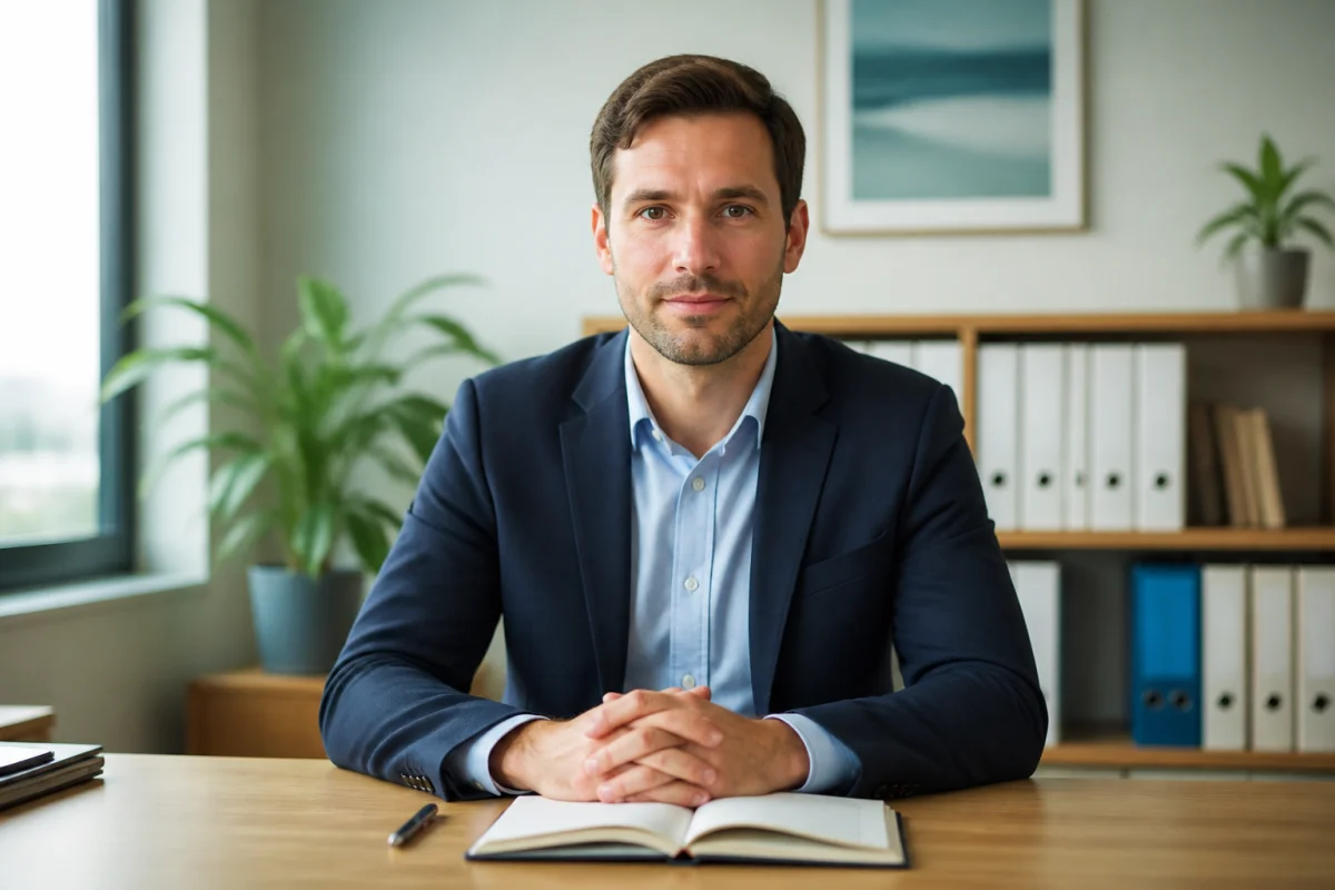 Professionnel dans un bureau moderne, prêt à vous accompagner pour porter plainte pour négligence parentale.