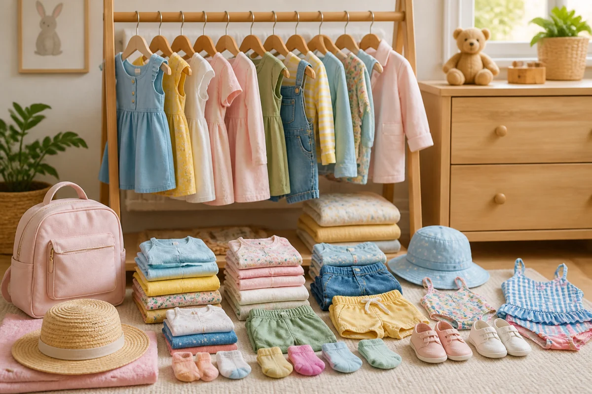 Trousseau d’enfant organisé avec vêtements de rechange et accessoires pratiques pour la garde d’enfant